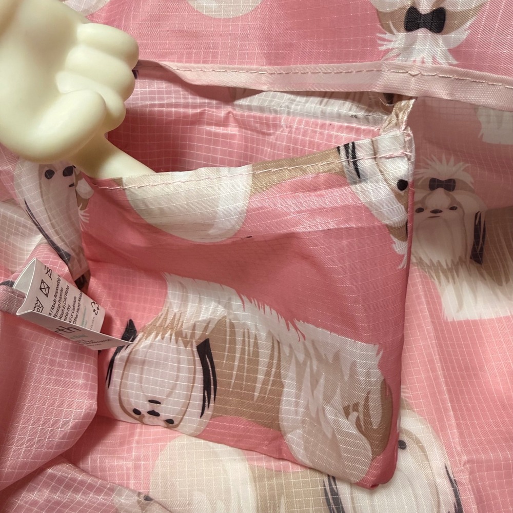 EasyEarth Shih Tzu Reusable Shopping Bag Pink Dog Print EcoSilk Tote Large - Picture 8 of 12